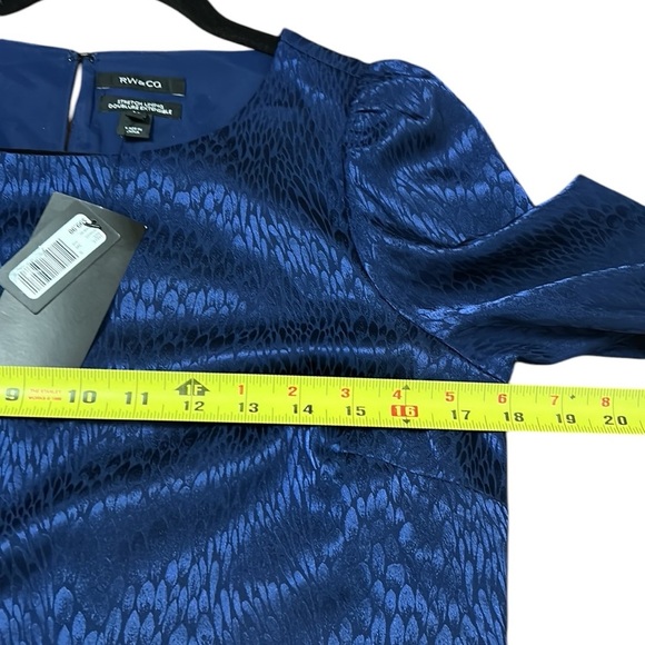 RW&CO  shimmer sateen Dress,NWT, vtg tag, keyhole,hook ,cuffs, lined, - Picture 7 of 13